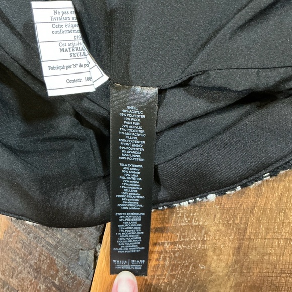 White House Black Market Tweed Mock Neck Puffer Vest Black White Size XL - Picture 6 of 9